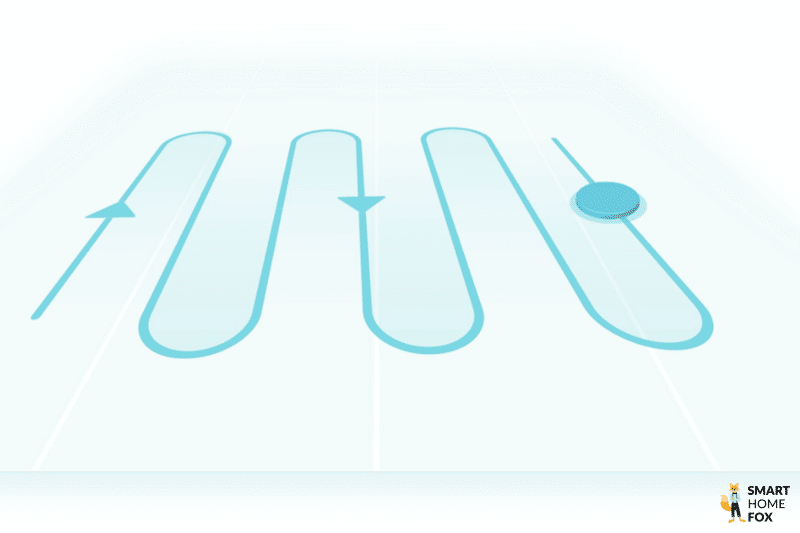 Effiziente Navigation des Yeedi Vac Hybrids in typischen S-Bahnen ist zu sehen